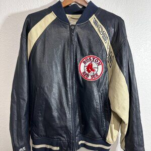 Vintage Mirage 90s MLB Boston Red Sox Leather Jacket Size XL Rare